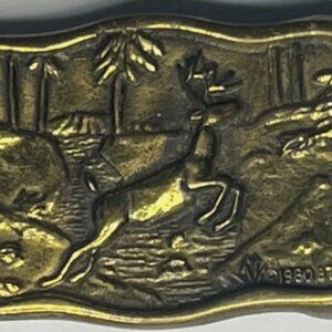 Vintage BTS Belt Buckle. Made in the USA. Solid Brass DEER 1980